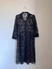 Zara Floral Embroidered Semi-sheer Shirtdress in Black Size SMALL