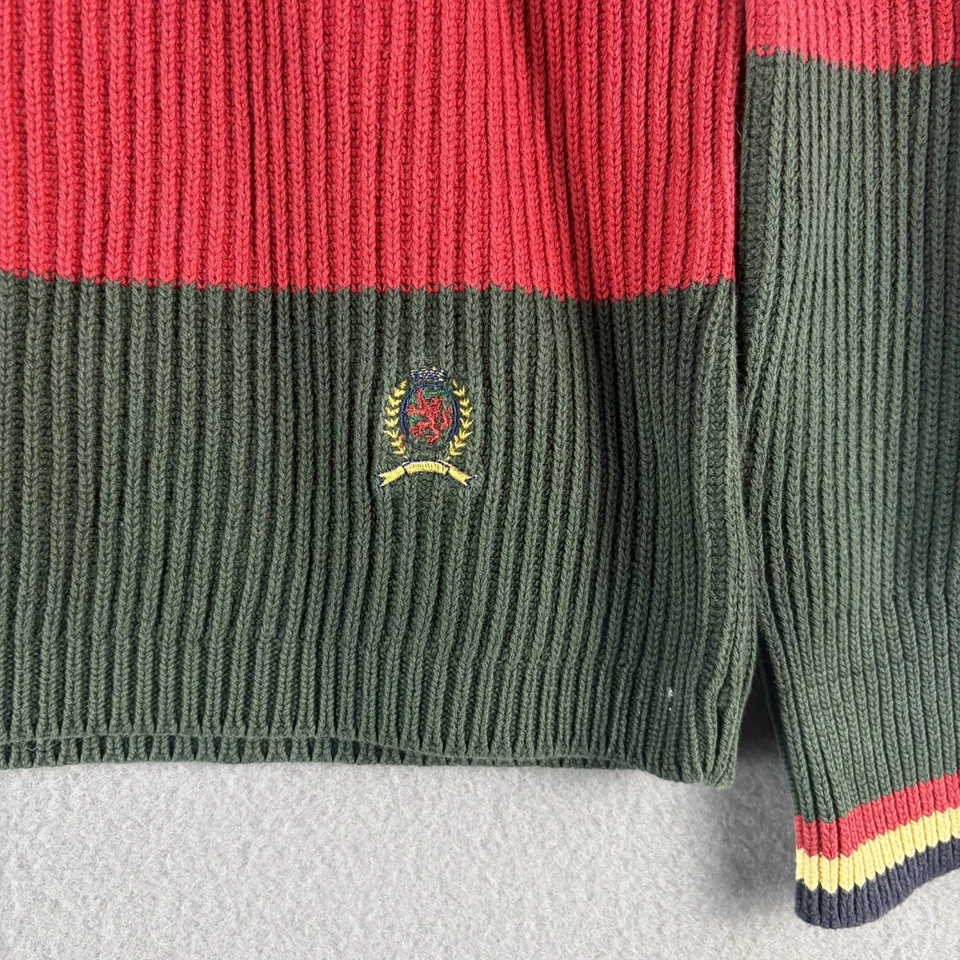 Suéter Tommy Hilfiger Vintage Juvenil Grande 6 Tejido Cuello Redondo Rayas Bloque de Color Foto 2 de 4