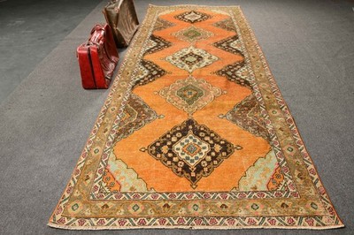 Turkish Rug, 5x12,7 ft Vintage Rug, Orange Oriental Wool Rug