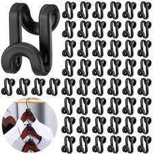 Unittype 100 Pcs Black Plastic Heavy Duty Clothes Hanger Connector Hooks, Spa...