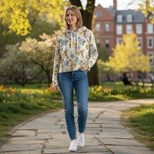 Disney Parks Minnie Mouse Floral Cropped Sweatshirt Women s XL Brand New NWT