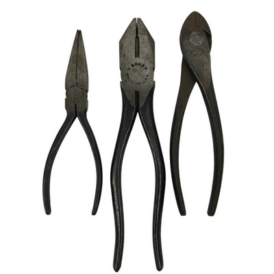 Plier Lot - H Boker Lineman 8.5'' , Camron 6.5'' Needle Nose , Williams PL-57 Dyke