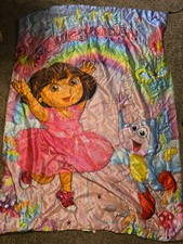 Dora The Explorer Reversible Toddler Comforter Bedspread VIVID COLORS 42 X 58