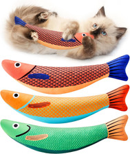 Cat Toys Saury Fish, 3 Pack, Catnip Crinkle Sound, Soft and Durable, Interactive
