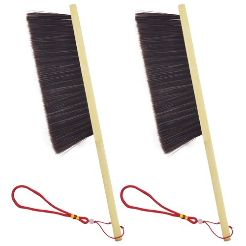 2 Piece Wooden Hand Broom, Dust Brush,Bench Brushes,Soft Bristles, Long Firep...