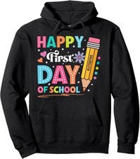 Happy First Day Pencil Teacher Back to School Unisex Hooded Sweatshirt