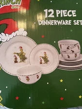 Grinch Dinnerware Set Zike Brand Merry Grinchmas 12-Piece, Christmas New Box