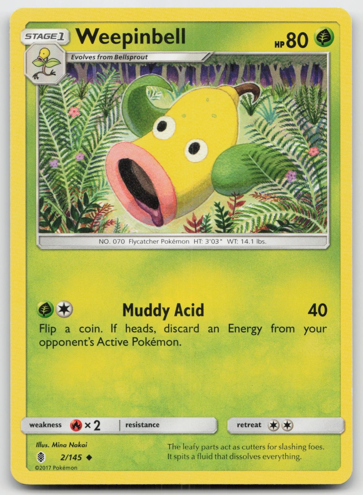 Weepinbell 2/145 Uncommon Guardians Rising Pokemon NM