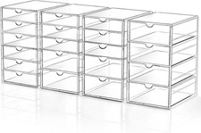 Makeup Drawer Storage Organizer with 20 Drawers, 4 Set Acrylic Office Desk Organ