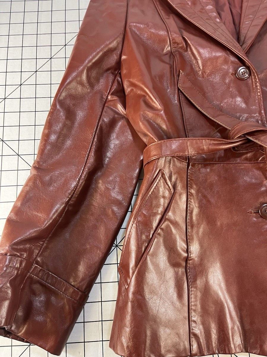 Vintage Mod Atomic 80s 70s Hippy Leather Women's Coat Jacket Retro