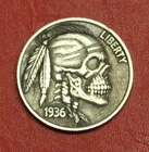 HOBO Buffalo Nickel Indian Skull War Paint Made from a Real US Buffalo Nickel