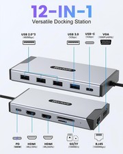 12-in-1 USB C Hub Multiport Adapter for Triple Display
