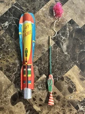 Vintage Paper Rocket With Pull Parachute Toy 8 1/2” Japan