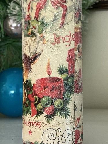 Vintage Inspire Sugar Frosted Glass Candle Nostalgic Christmas Retro Reindeer - Picture 4 of 6