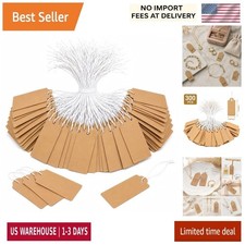 300 Pcs Small Price Tags with Elastic String, Brown Kraft Jewelry Tags for Pr...