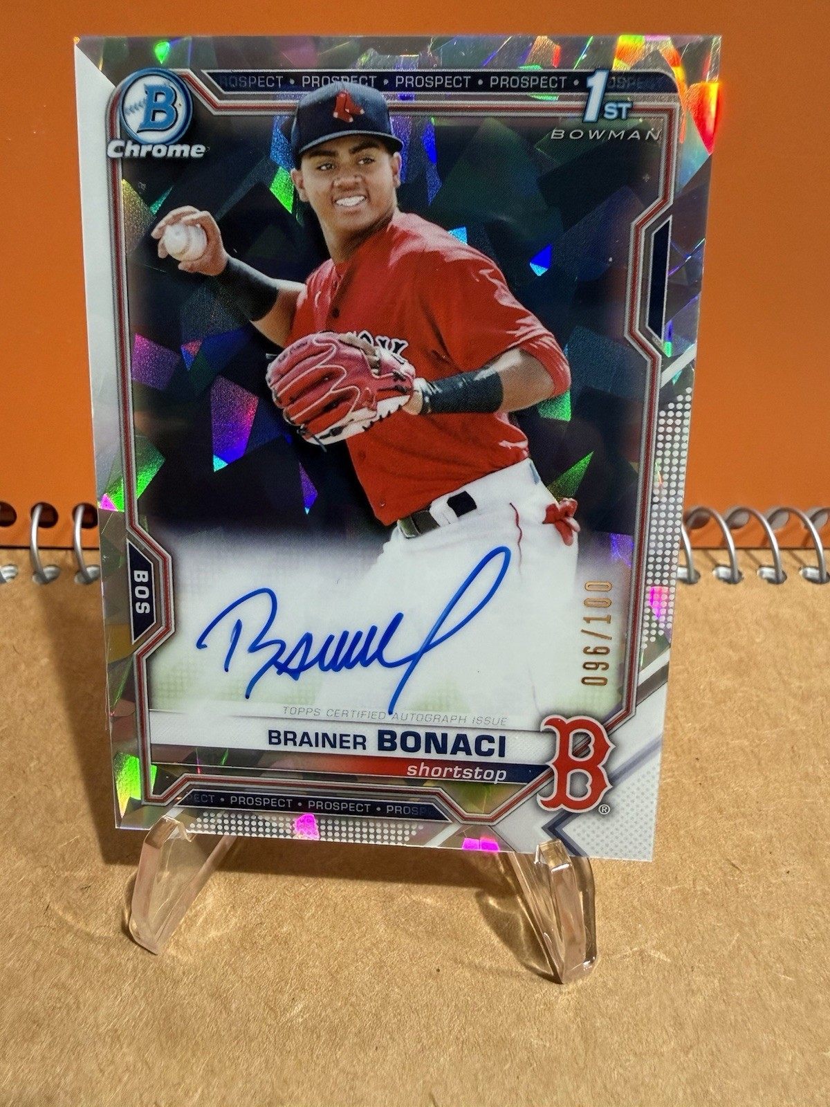 2021 Bowman #CPA-BB Brainer Bonaci Chrome Prospect Auto Atomic Refractor #/100