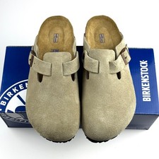 New Birkenstock Boston Soft Footbed Suede Leather Taupe Clogs Woman's Shoes