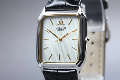 Vtg 1998 [Near MINT] Seiko Credor 8J81-5020 Silver Tank 28mm Quartz Men's Watch