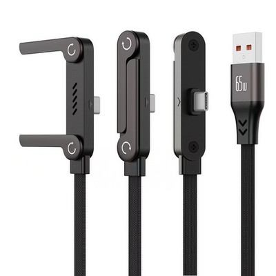 240W Fast Charging Cable with Foldable Stand, 90 Degree Braided Data Cord