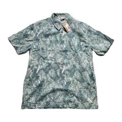 Eddie Bauer Palm Leaf Short Sleeve Men's Medium Shirt Hemp Cotton New
