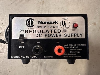 Vintage Numark CB-170A Regulated 13.8V DC Power Supply 3A Tested/Untested