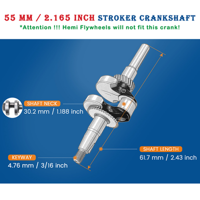 55mm Stroker Crankshaft For Predator 212cc Non Hemi Engine Go Kart