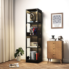 Tall Display Cabinet LED Lighted 4 Tier Storage Sideboard Living Room Bedroom