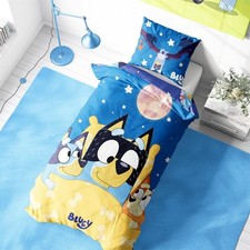 BLUEY Junior Toddler Cot Bed Duvet Cover Set Bluey Family Under the Stars