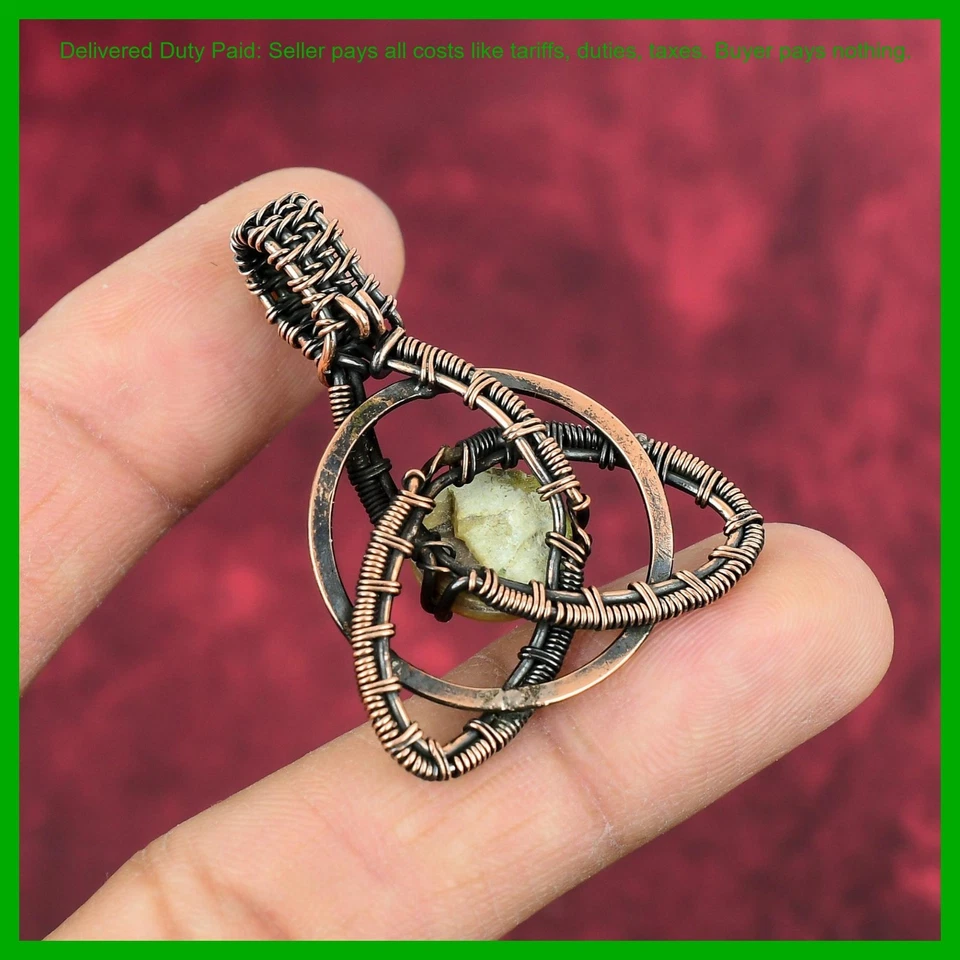 Colgante de moda envuelto en alambre único de piedras preciosas madreperla redondas de cobre joyería Foto 4 de 4