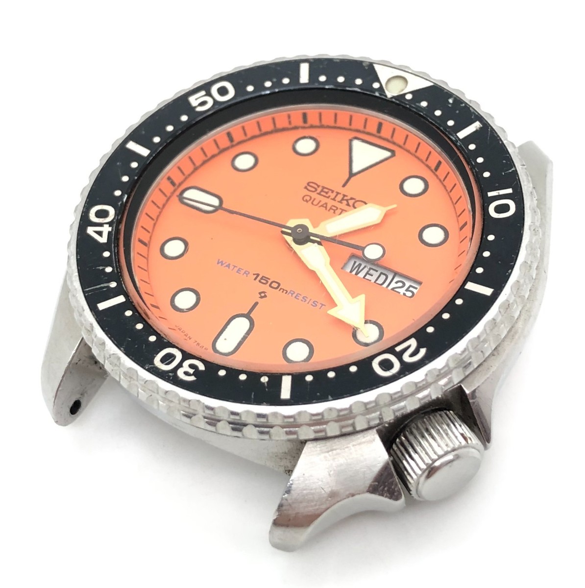 w2214] SEIKO 7548-700C 150m DIVER Quartz New battery Orange dial