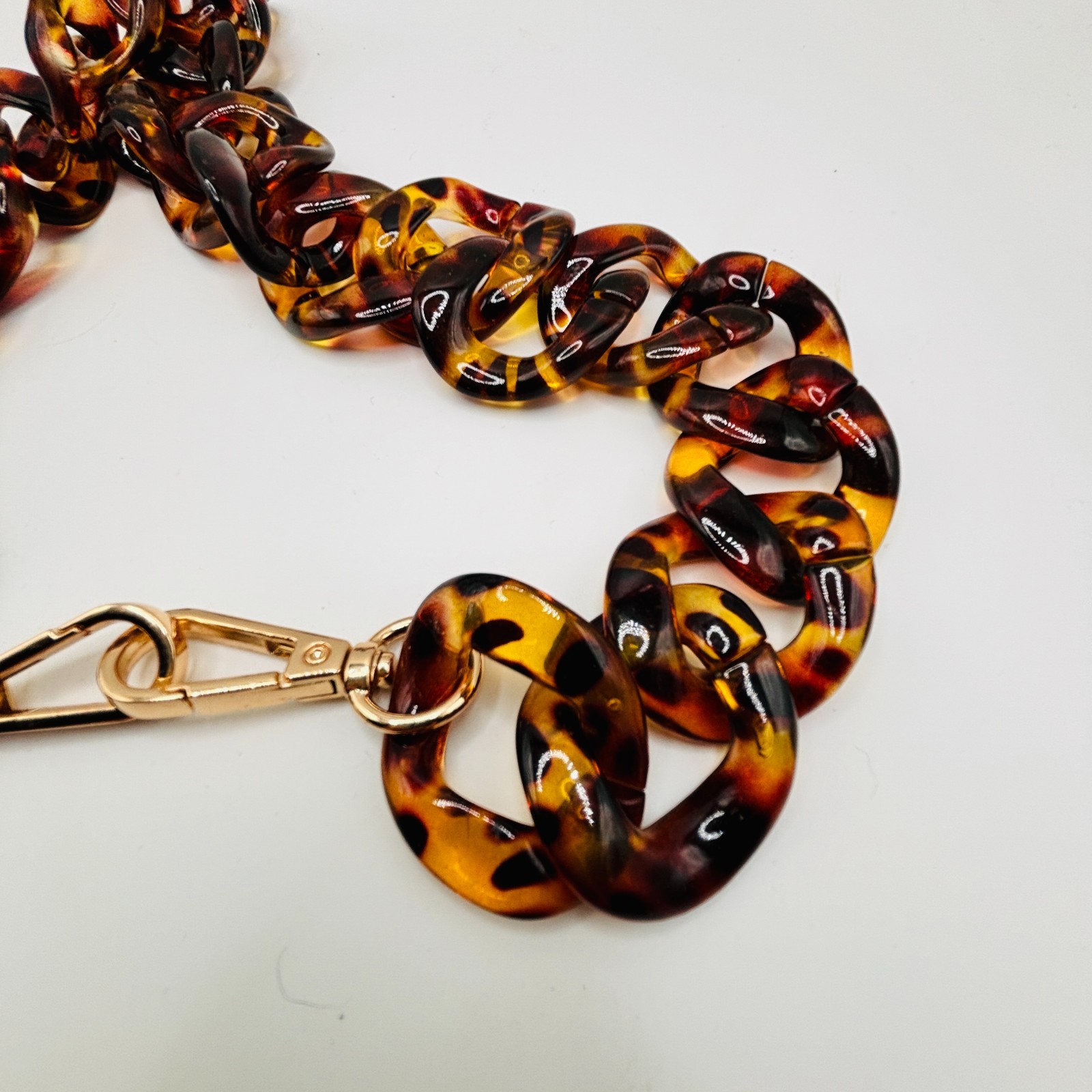 Chunky Tortoise Link Statement Necklace Acrylic C… - image 5