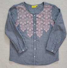 100% Cotton Blue Striped Buttoned Blouse Pink...