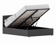 Grey Fabric Upholstered Double Ottoman Storage Bed Frame with Headboard