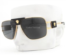 Versace Sunglasses Polished Gold on Black Gray MOD 2251 1002/87 with Case