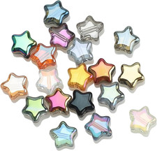 200Pcs Colorful Glass Star Beads Mixed Eletroplated Star Beads for Jewelry Brace