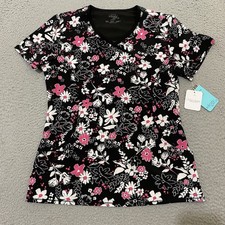 Cherokee Infinity Scrub Top Women's Small Multicolor Floral CK608 NEW