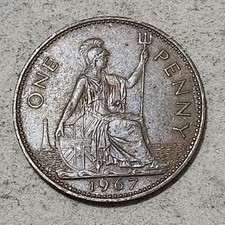 UNITED KINGDOM 🇬🇧 ONE (1) PENNY COIN 1967 (QUEEN ELIZABETH II)