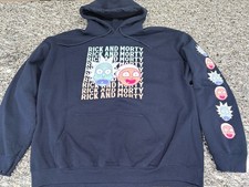 RICK And MORTY ADULT SWIM Ripple Junction HOODIE SZ XL Blue Pullover Draw String