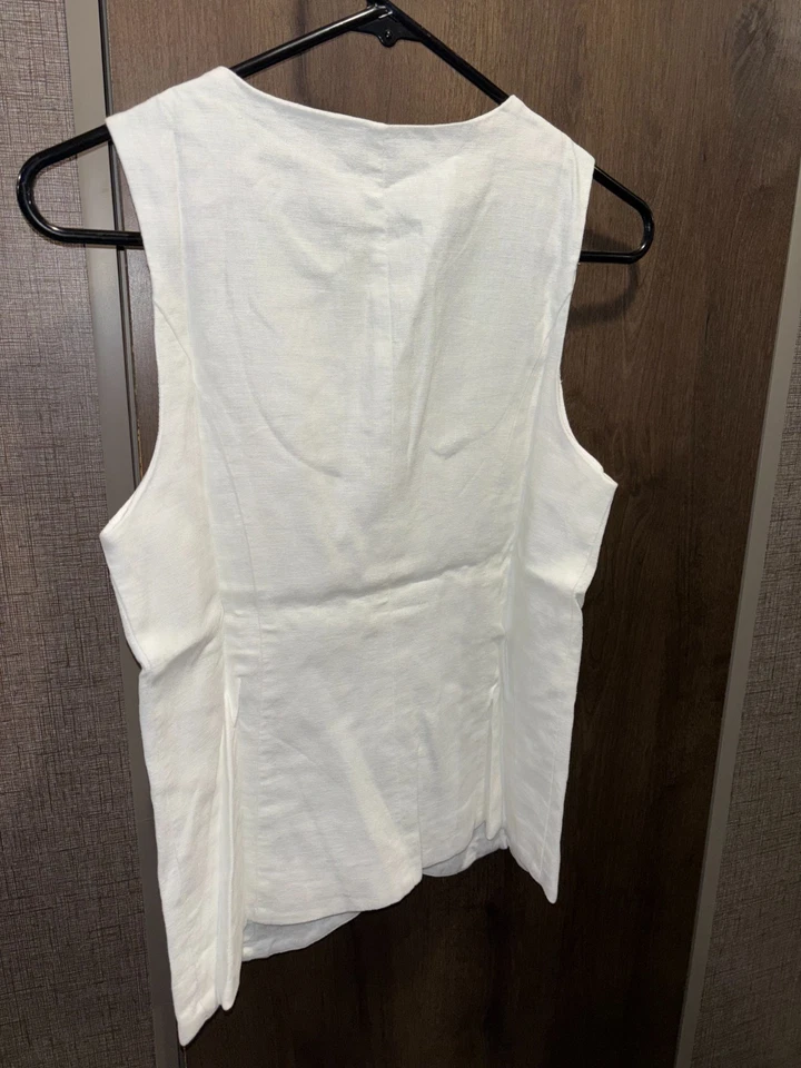 J. Crew Women's Long Button Front Vest, Size 6, White - Image 2 of 3