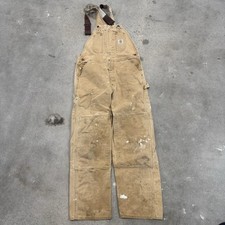 Carhartt Overalls Mens Medium Brown Rugged Canvas Double Knee Loose Fit