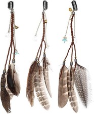 AWAYTR Hippie Feather Hair Extension Clip Bohemia Tribal Indian Peacock Hair Fea