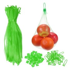 100Pcs 30cm/12 Inch Reusable Mesh Produce Bags with Plastic Buckle, Green