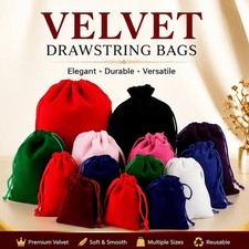 10 PACK VELVET DRAWSTRING BAGS, party wedding gift soft drawstrings pouches US