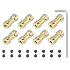 8 Pcs Brass Shaft Coupling Joint 3.2mm to 5mm Motor Shaft Coupler with Screws