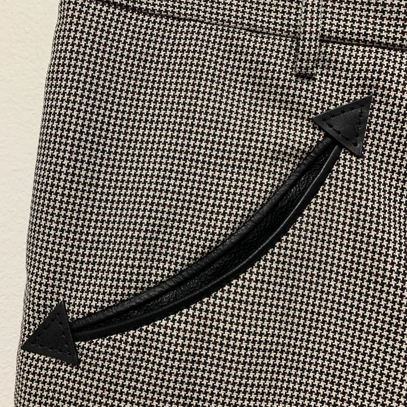 Pantaloni DSQUARED2 Hockney Fit a pied de poule taglia 42 tasche in pelle di lana mohair