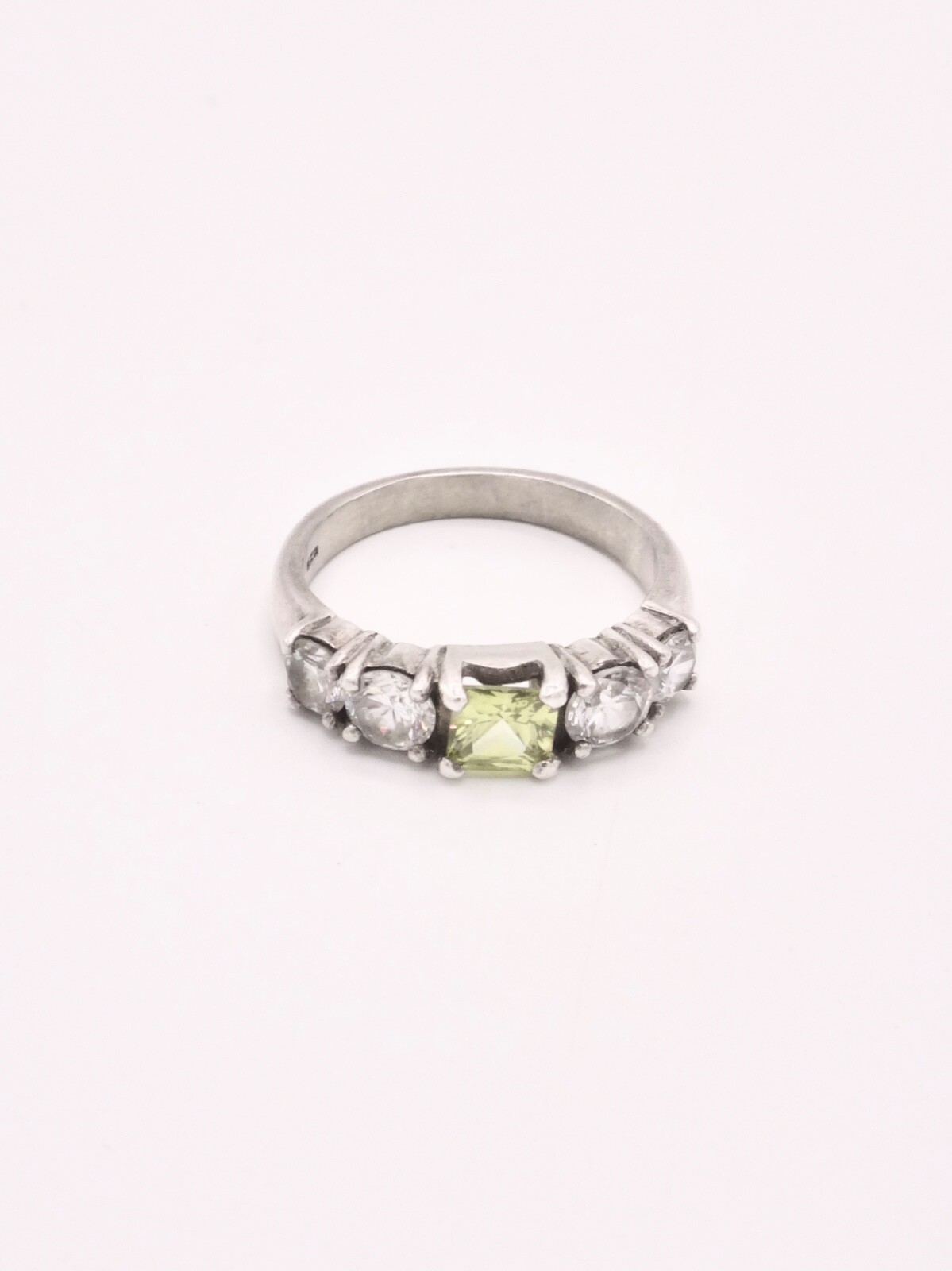 Solid Silver Ring Set with Peridot and Zircons - image 5