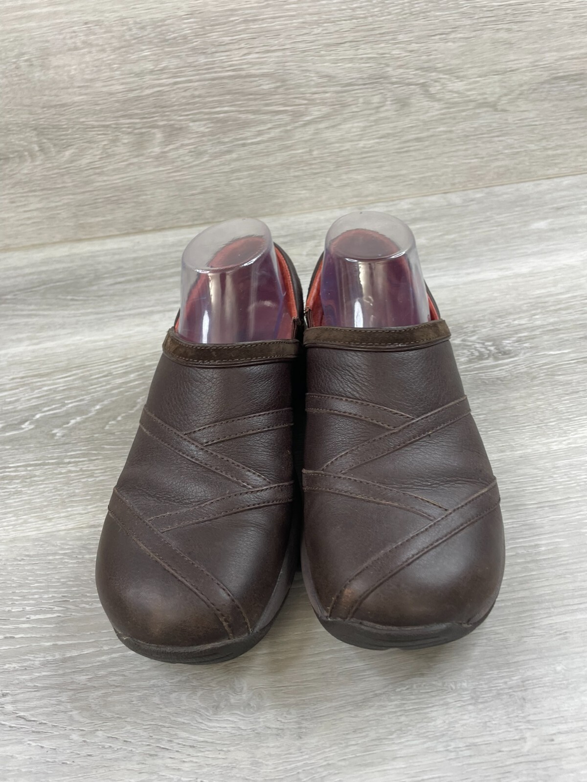 Merrell Primo Patch sandalo donna 8 5 pelle marrone comodo slip on zoccoli scarpe