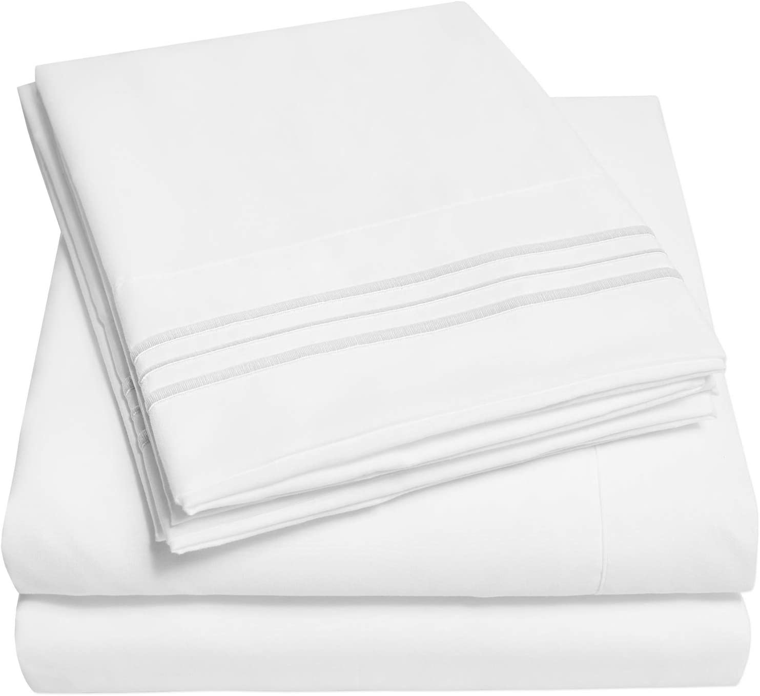 Luxury 1500 Supreme Collection White Hotel Bed Sheets and Pillowcases Set