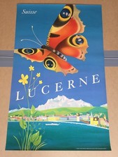 AFFICHE PUBLICITAIRE ANCIENNE TRAVEL VOYAGE SUISSE LUCERNE 1953