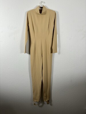 Double D Ranch Wear Jumpsuit RidingSuit Womens Size M Beige Stirrups Long  Sleeve